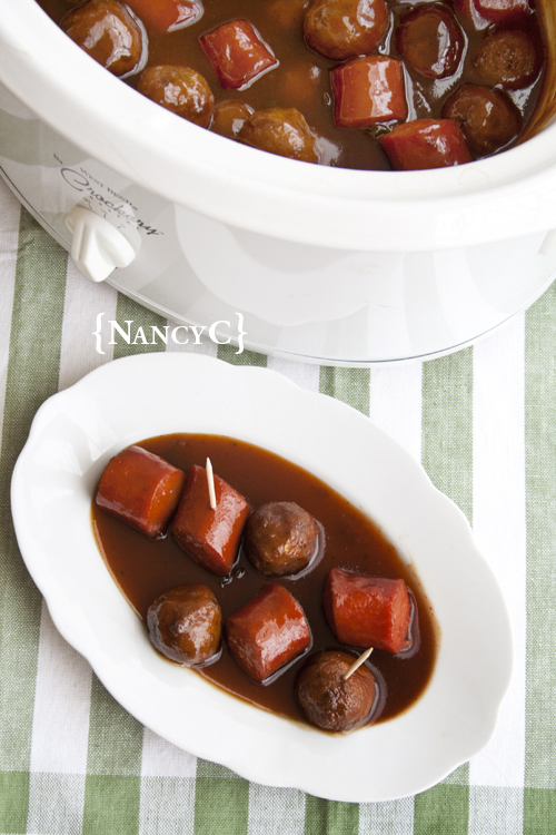 Saucy Plum Sausage and Meatballs @ NancyC